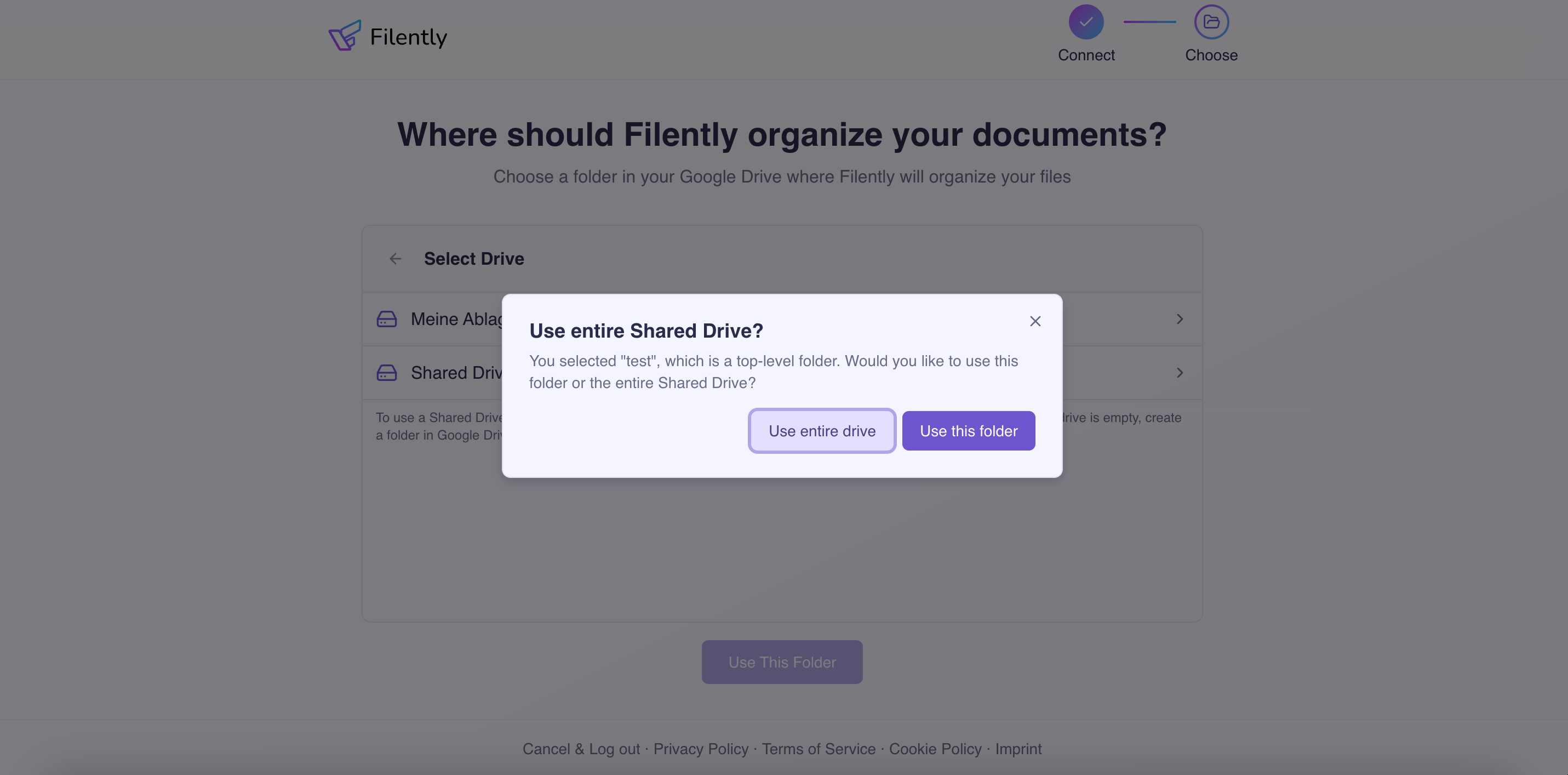 Filently: Choose your folder. This is where we will organize your files