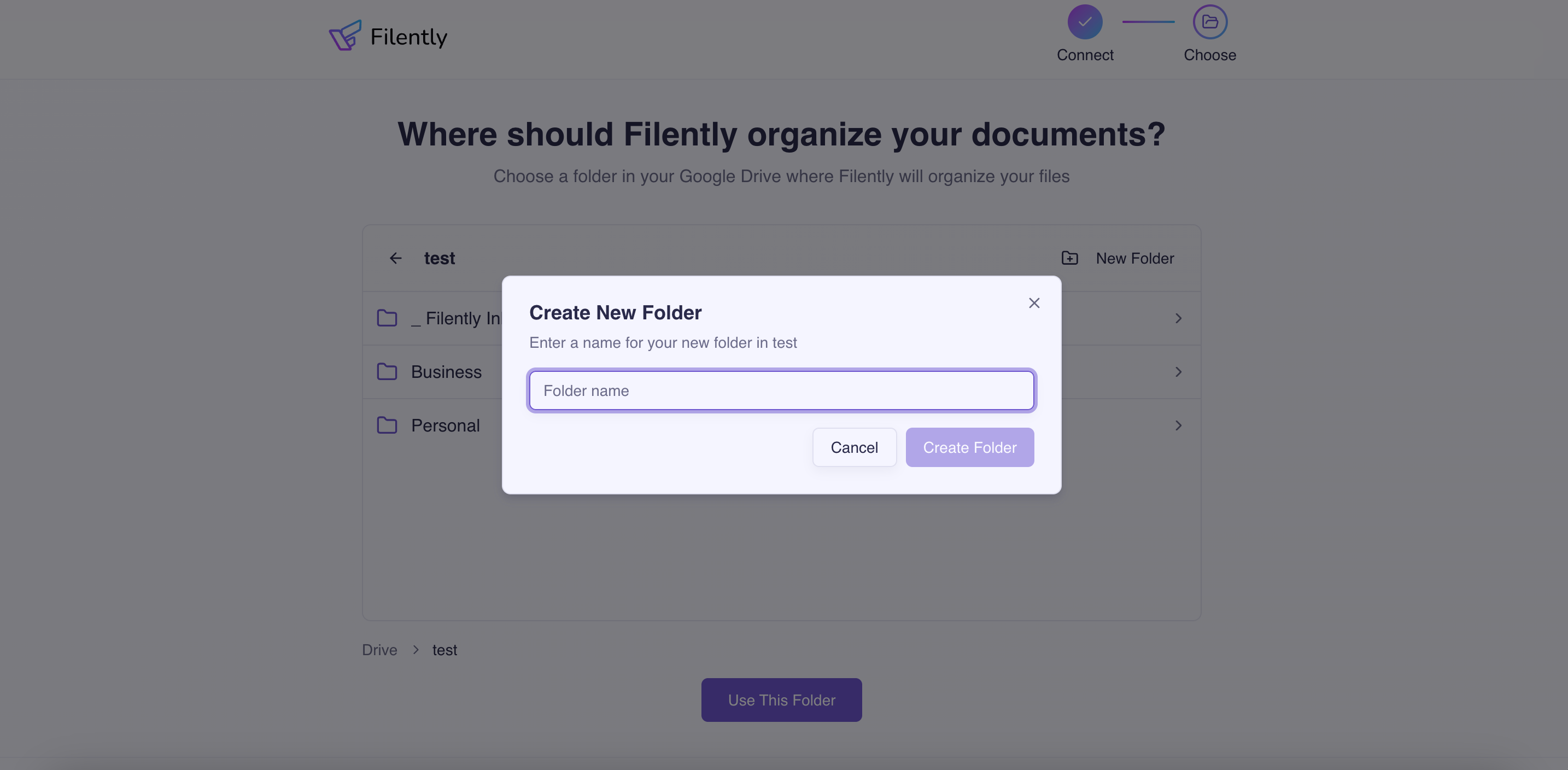 Filently: Create a new folder