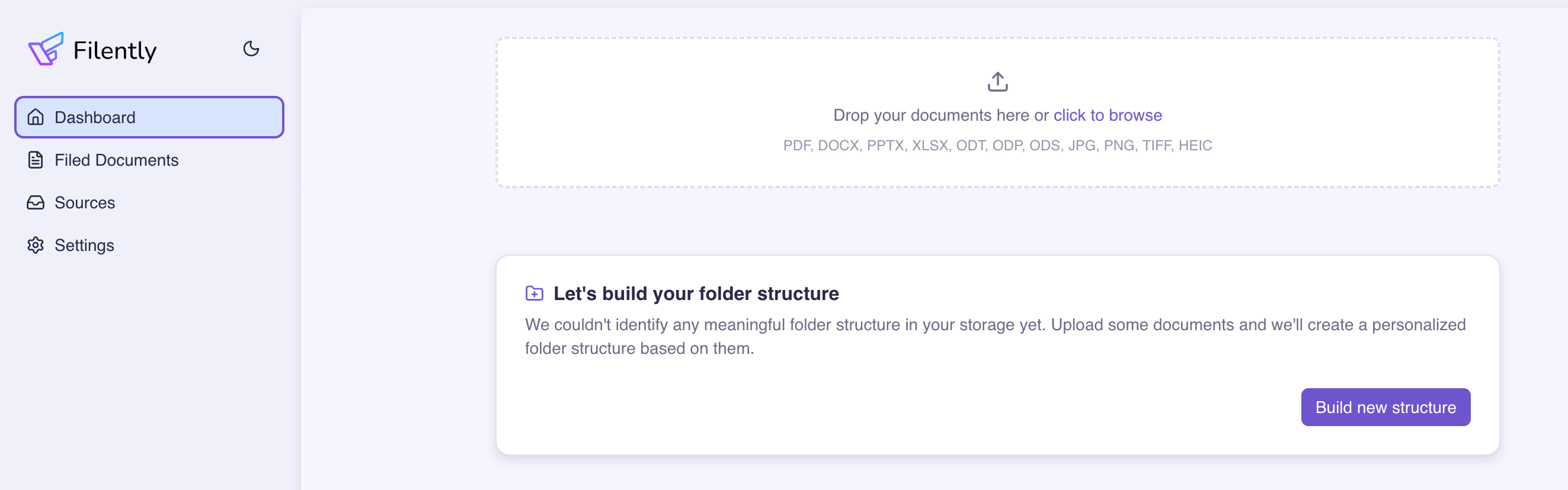 Filently: no folder structure found