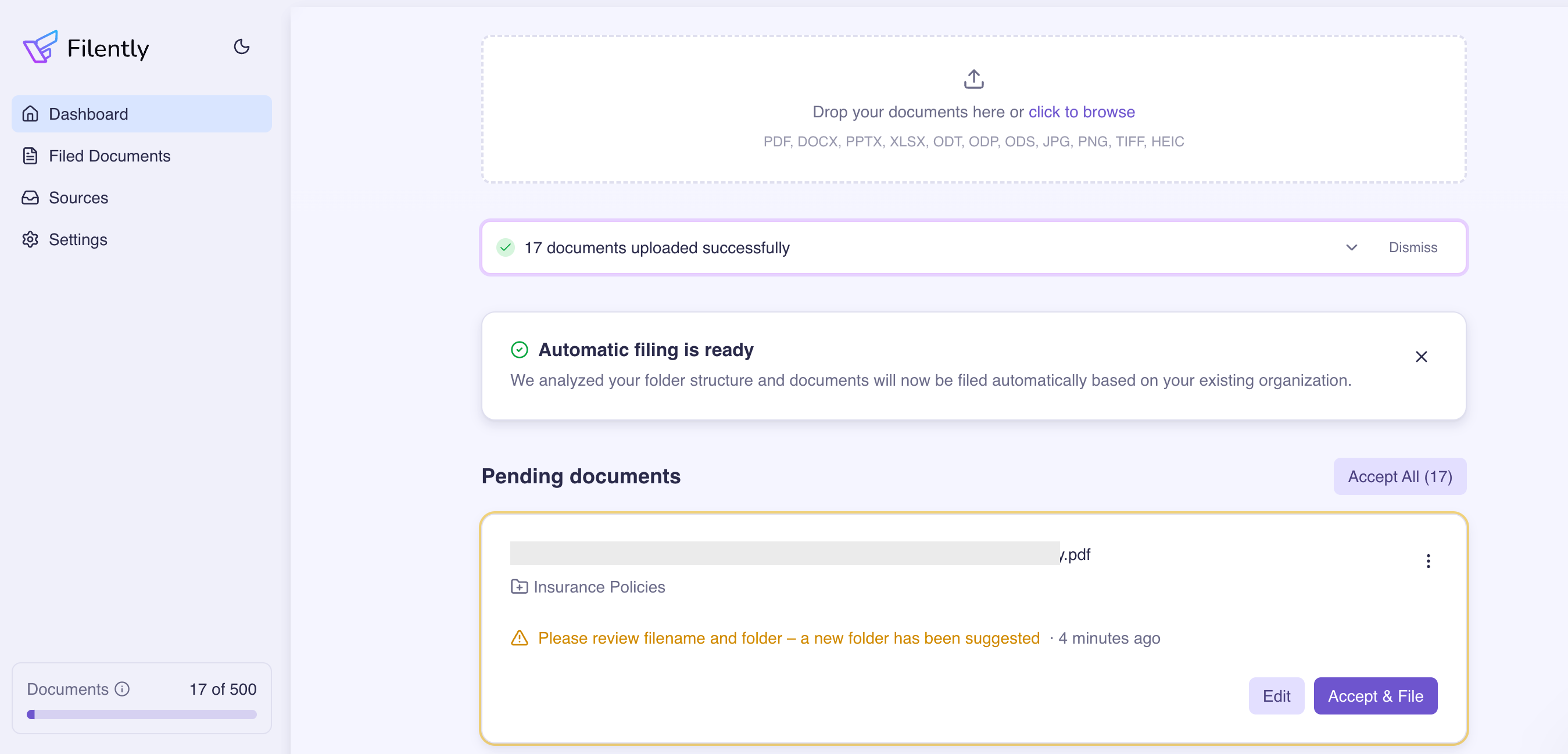 Filently: File Status