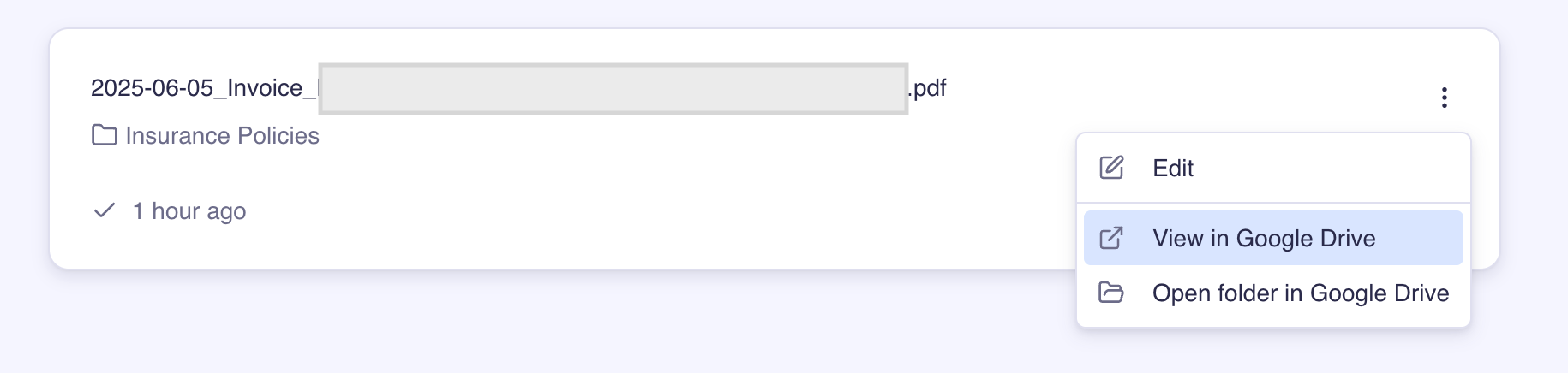 Filently: open file in google drive